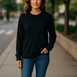 Tommy John Black Brushed Ribbed Crew Neck Long Sleeve Top